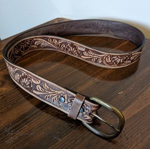 Genuine Leather Tooled Belt